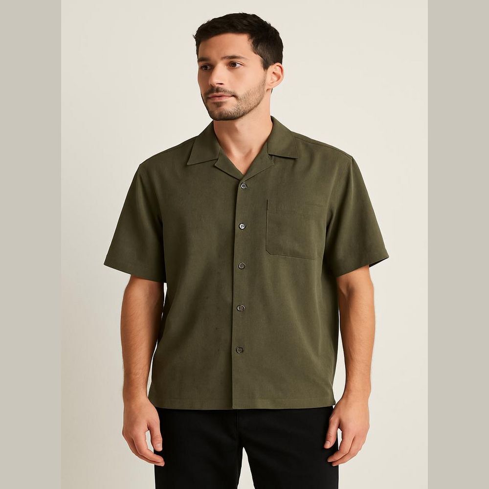 Haggar Short Sleeve Button-Down Shirt - Gray - Size Medium